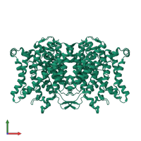 Chloride channel protein 1 in PDB entry 6coy, assembly 1, front view.