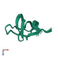 PDB entry 6cpj coloured by chain, ensemble of 25 models, top view.