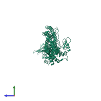 PDB entry 6cq4 coloured by chain, side view.