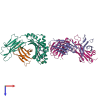 PDB entry 6cug coloured by chain, top view.