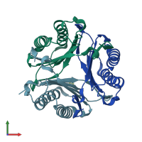 PDB entry 6cuq coloured by chain, front view.
