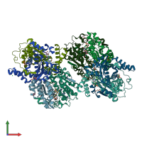 PDB entry 6czp coloured by chain, front view.