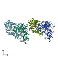 PDB entry 6czz coloured by chain, front view.