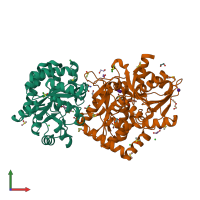 PDB entry 6d0v coloured by chain, front view.