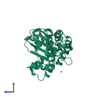 PDB entry 6d2s coloured by chain, side view.