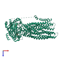PDB entry 6d3s coloured by chain, top view.