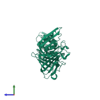 PDB entry 6d47 coloured by chain, side view.