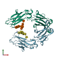 PDB entry 6d58 coloured by chain, front view.