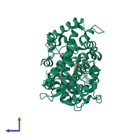 PDB entry 6da3 coloured by chain, side view.
