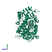 PDB entry 6da5 coloured by chain, side view.