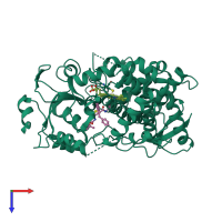 PDB entry 6da5 coloured by chain, top view.