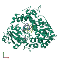 PDB entry 6dab coloured by chain, front view.