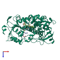 PDB entry 6dab coloured by chain, top view.