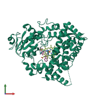 PDB entry 6dac coloured by chain, front view.