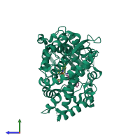 PDB entry 6dac coloured by chain, side view.