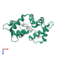 Calmodulin-1 in PDB entry 6daf, assembly 1, top view.