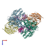 PDB entry 6dbo coloured by chain, top view.