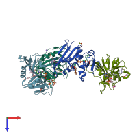 PDB entry 6dds coloured by chain, top view.