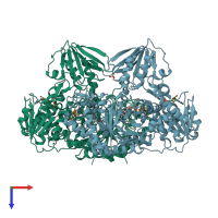 PDB entry 6de6 coloured by chain, top view.