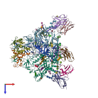 PDB entry 6dfg coloured by chain, top view.