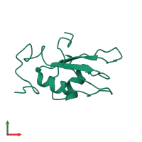 Heterogeneous nuclear ribonucleoprotein H2, N-terminally processed in PDB entry 6dg1, assembly 1, front view.