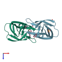 PDB entry 6dgy coloured by chain, top view.