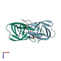 PDB entry 6dif coloured by chain, top view.