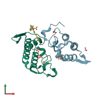 PDB entry 6dik coloured by chain, front view.