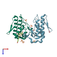 PDB entry 6dik coloured by chain, top view.