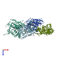 PDB entry 6djn coloured by chain, top view.