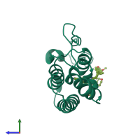 PDB entry 6dmj coloured by chain, side view.