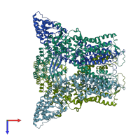 PDB entry 6dmr coloured by chain, top view.