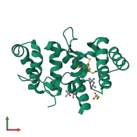 PDB entry 6du0 coloured by chain, front view.