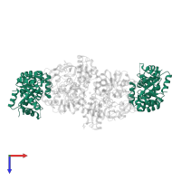 Tryptophan synthase alpha chain in PDB entry 6dwe, assembly 2, top view.