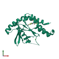 PDB entry 6dxg coloured by chain, front view.