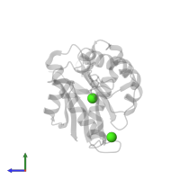 CALCIUM ION in PDB entry 6dyo, assembly 1, side view.