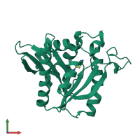 PDB entry 6dyr coloured by chain, front view.