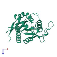 PDB entry 6dyr coloured by chain, top view.