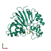 PDB entry 6e13 coloured by chain, front view.