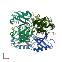 PDB entry 6e2b coloured by chain, front view.