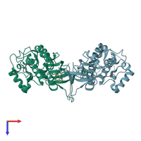 PDB entry 6e2m coloured by chain, top view.