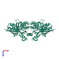 diphosphomevalonate decarboxylase in PDB entry 6e2w, assembly 1, top view.