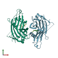 PDB entry 6e5g coloured by chain, front view.