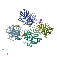 PDB entry 6e69 coloured by chain, front view.