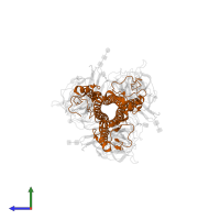 Hemagglutinin HA2 chain in PDB entry 6e7h, assembly 1, side view.