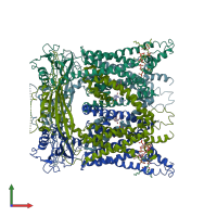 PDB entry 6e7z coloured by chain, front view.