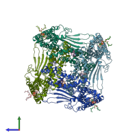 PDB entry 6e7z coloured by chain, side view.