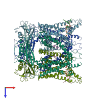 PDB entry 6e7z coloured by chain, top view.