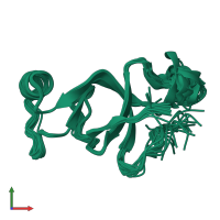 PDB entry 6e98 coloured by chain, ensemble of 20 models, front view.