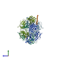 PDB entry 6e9b coloured by chain, side view.